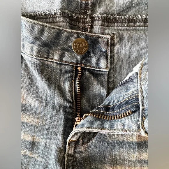 Y2K Mudd Jeans, Bootcut Flare, Striped Faded Wash, Low Rise, Women’s Size 7 - Picture 5 of 15